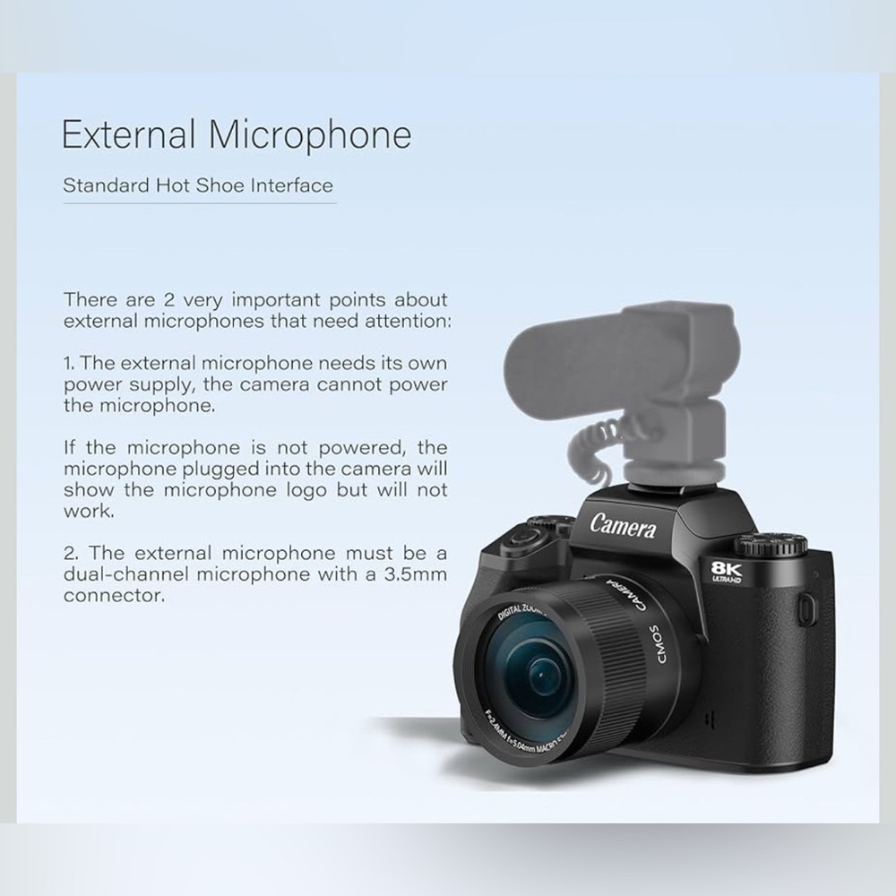 8K Digital Camera with Standard Hot Shoe  New The Box Alittle Damage - Picture 2 of 6